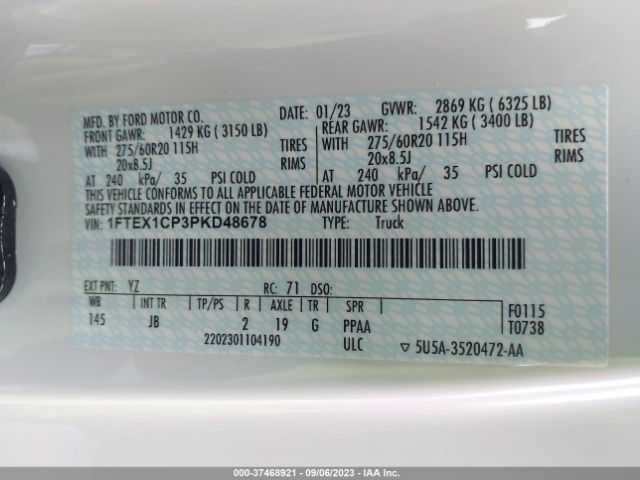 1FTEX1CP3PKD48678 Ford F-150 Xl/xlt