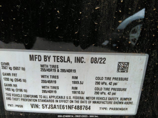 Tesla Model S Plaid 2022 5YJSA1E61NF488764 Image 16