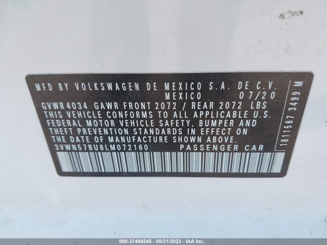 3VWN57BU8LM072160 Volkswagen JETTA S
