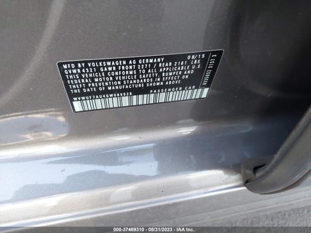 WVWUF7AU4GW089928 Volkswagen Golf R