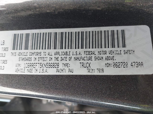 RAM 1500 Big Horn/lone Star 2019 1C6RREFT5KN596828 Image 9