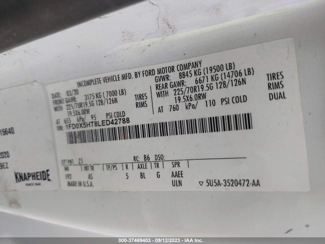 2020 Ford F-550, VIN: 1FD0X5HT8LED42788