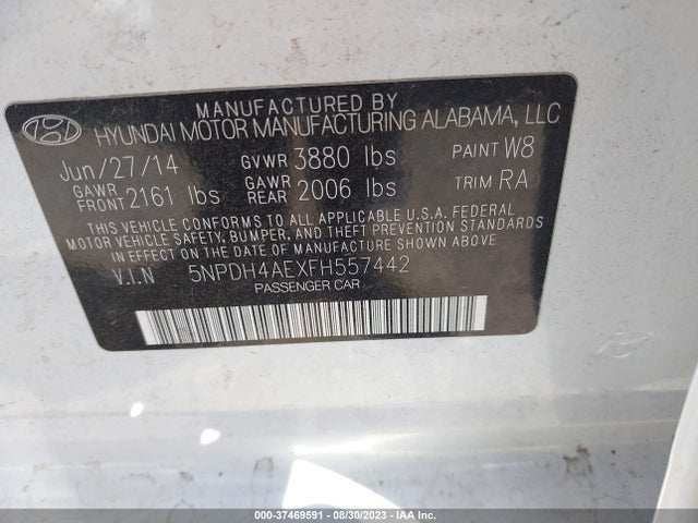 2015 HYUNDAI ELANTRA SE VIN: 5NPDH4AEXFH557442