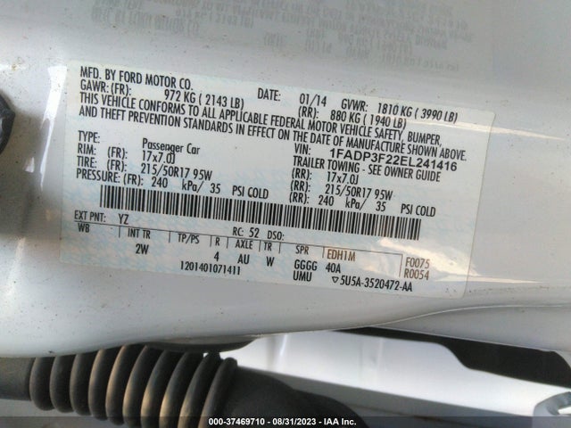 Ford FOCUS SE 2014 1FADP3F22EL241416 Image 9