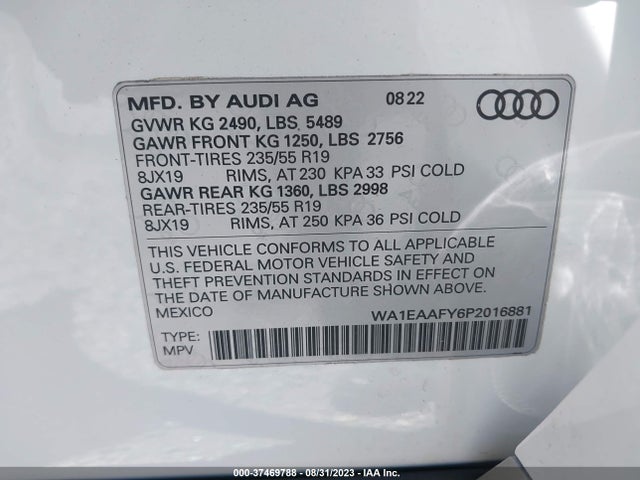 WA1EAAFY6P2016881 Audi Q5 S Line Premium Plus