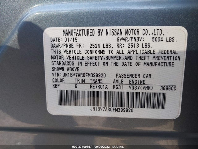 JN1BV7AR0FM399920 Infiniti Q50