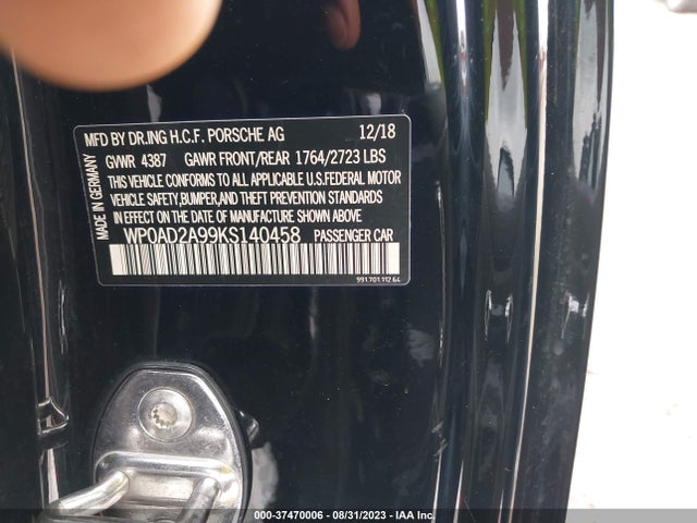 2019 PORSCHE 911 WP0AD2A99KS140458 Photo 8