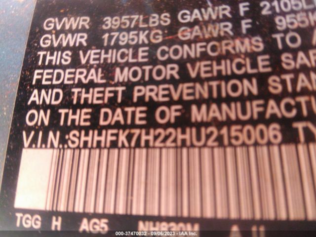 SHHFK7H22HU215006 Honda Civic Hatchback Lx