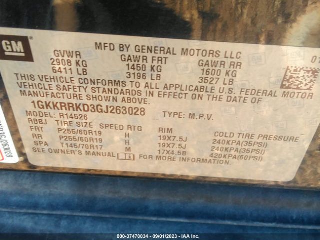 1GKKRRKD3GJ263028 GMC ACADIA SLT