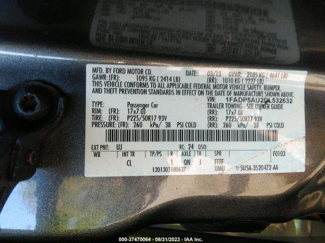 2013 FORD C-MAX HYBRID SE VIN: 1FADP5AU2DL532632