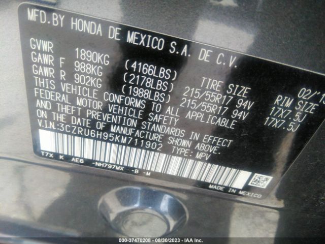 3CZRU6H95KM711902 Honda Hr-v Touring