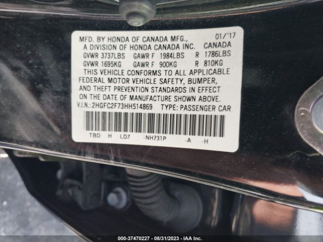 2HGFC2F73HH514869 Honda Civic Sedan Ex