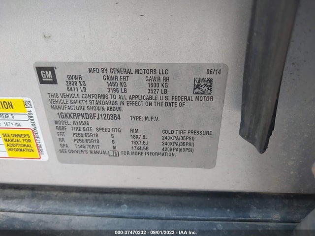 1GKKRPKD8FJ120384 GMC ACADIA SLE