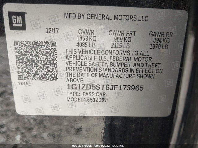 Chevrolet MALIBU LT 2018 1G1ZD5ST6JF173965 Image 9