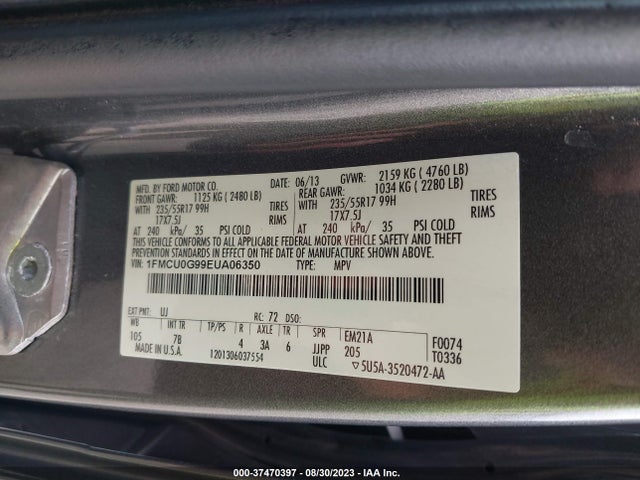 Ford ESCAPE SE 2014 1FMCU0G99EUA06350 Image 9