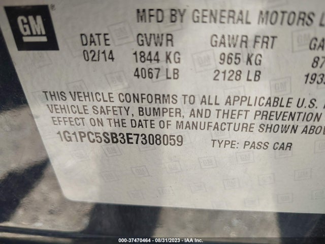 Chevrolet Cruze 1lt 2014 1G1PC5SB3E7308059 Image 9