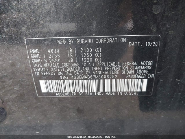 Subaru Legacy 2021 4S3BWAB67M3006252 Image 15