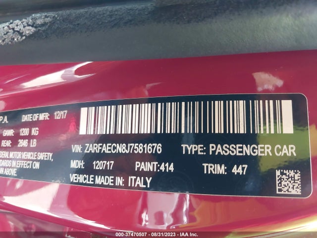 ZARFAECN8J7581676 Alfa Romeo Giulia Ti Sport