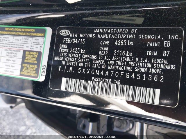 KIA Optima Lx 2015 5XXGM4A70FG451362 Image 9