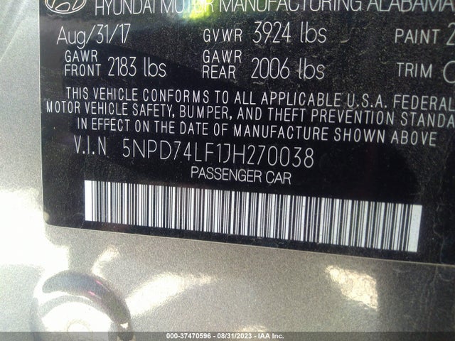 Hyundai ELANTRA SE 2018 5NPD74LF1JH270038 Image 15