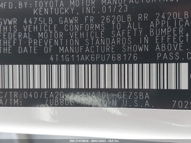 4T1G11AK6PU768176 Toyota Camry Se/se Nightshade