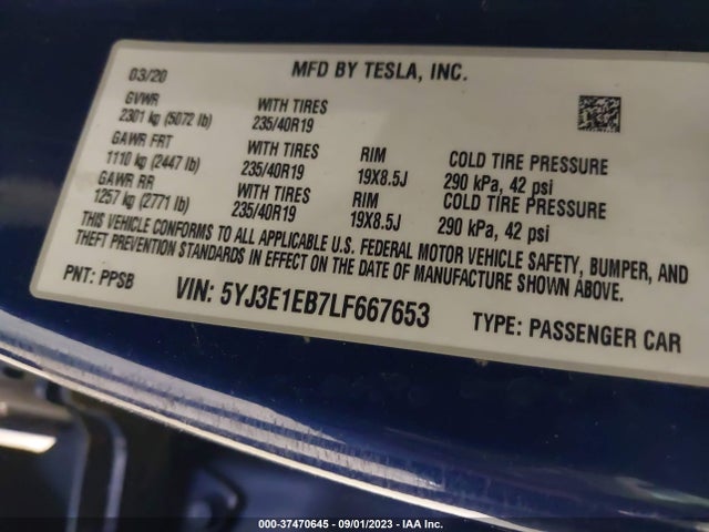 5YJ3E1EB7LF667653 Tesla Model 3 Long Range