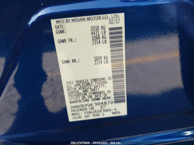 1N4BZ0CP5HC304870 Nissan Leaf Sl