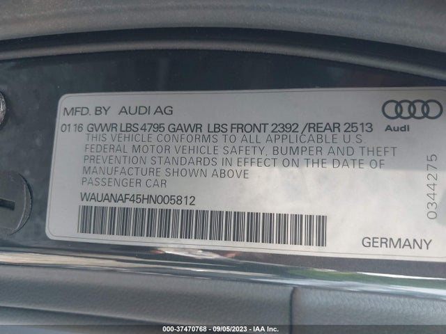 WAUANAF45HN005812 Audi A4 PREMIUM