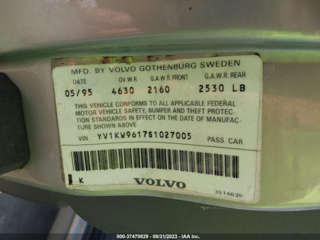 1995 VOLVO 960 VIN: YV1KW9617S1027005
