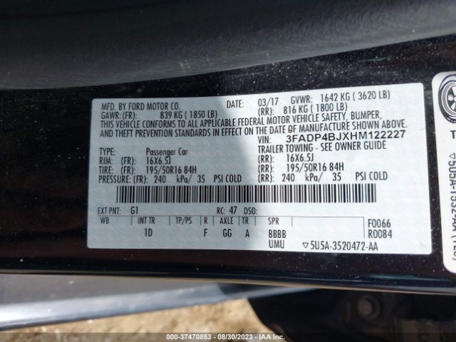 3FADP4BJXHM122227 Ford FIESTA SE