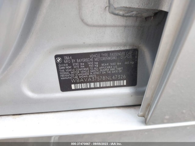 2008 BMW 3 SERIES 328I VIN: WBAVA37578NL47326