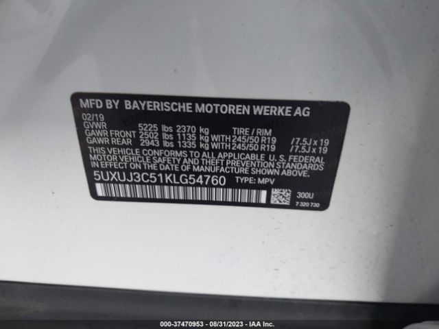 5UXUJ3C51KLG54760 BMW X4 Xdrive30i