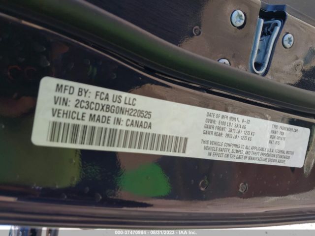 2C3CDXBG0NH220525 Dodge Charger Sxt Rwd