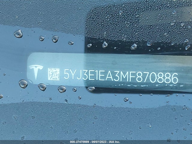 2021 Tesla 3, VIN: 5YJ3E1EA3MF870886