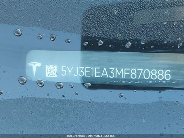 5YJ3E1EA3MF870886 Tesla Model 3 Standard Range Plus