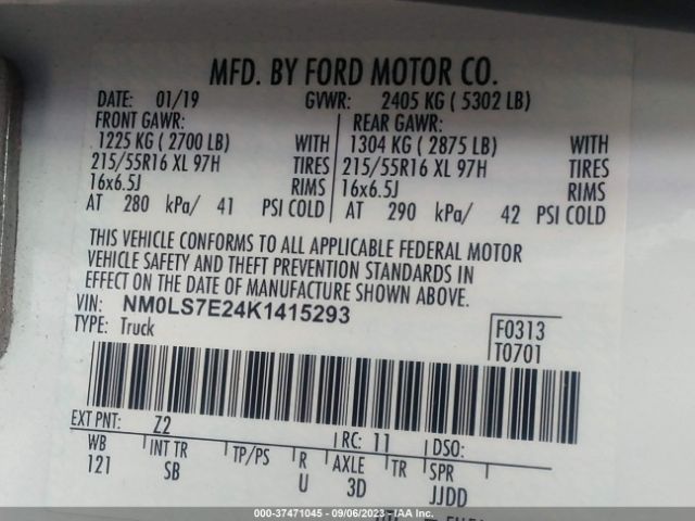 NM0LS7E24K1415293 Ford Transit Connect Van Xl