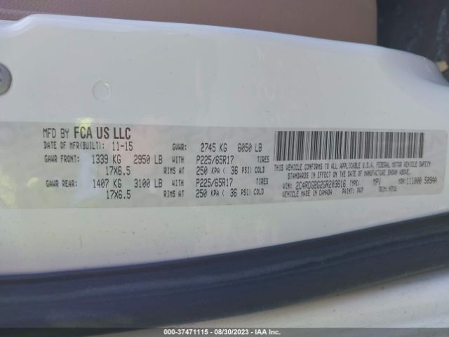 2C4RDGBG2GR203616 Dodge Grand Caravan American Value Pkg