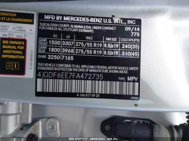 4JGDF6EE7FA472735 Mercedes-Benz Gl-class Gl 450