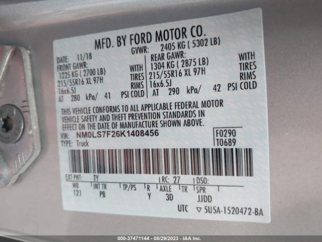 NM0LS7F26K1408456 Ford Transit Connect Van Xlt
