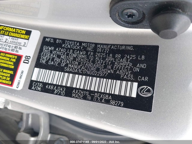 2022 Lexus ES, VIN: 58ADA1C17NU022977