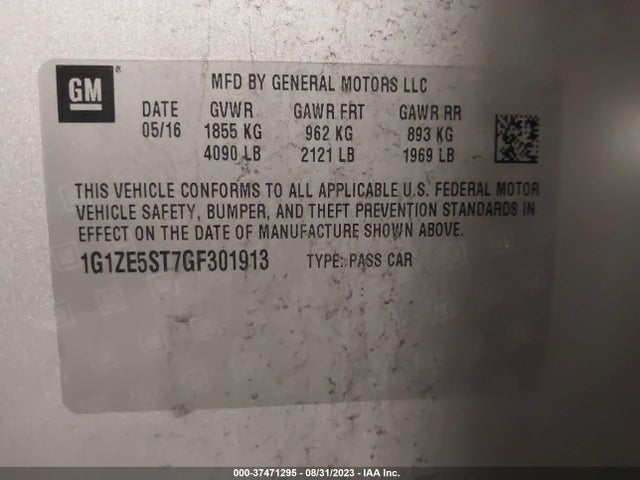 Chevrolet MALIBU LT 2016 1G1ZE5ST7GF301913 Image 9
