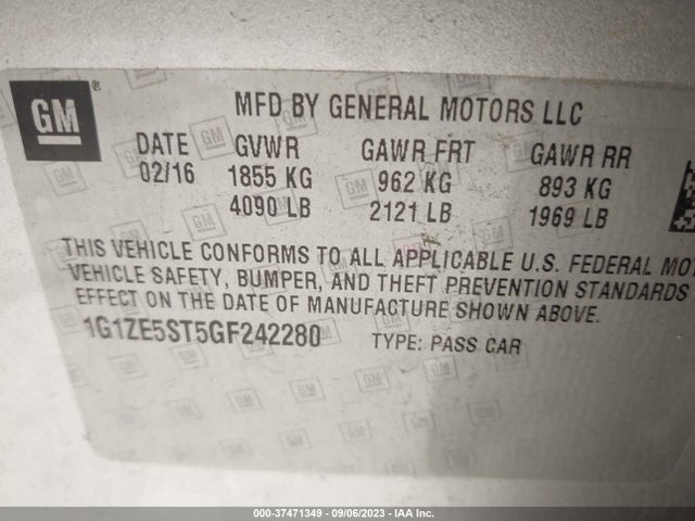 Chevrolet MALIBU LT 2016 1G1ZE5ST5GF242280 Image 9