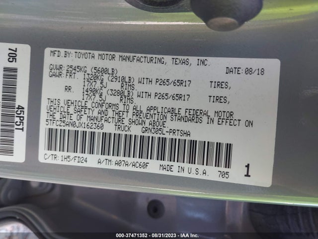 Toyota Tacoma 2018 5TFCZ5AN0JX162360 Image 9