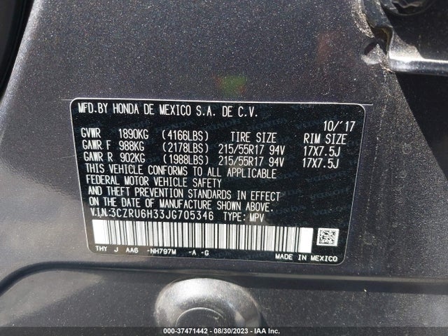 Honda HR-V LX 2018 3CZRU6H33JG705346 Image 9
