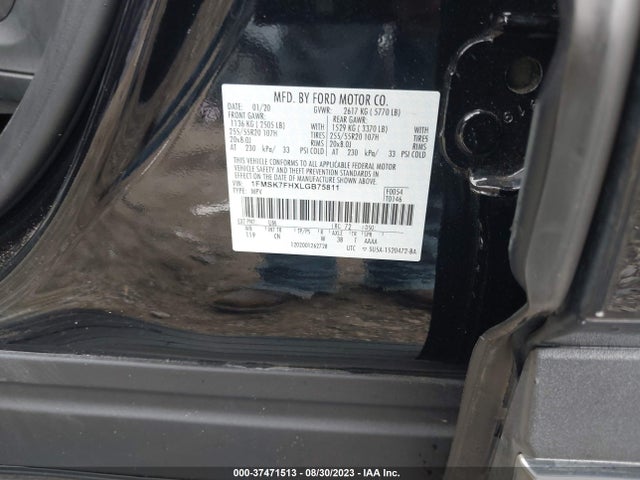 Ford Explorer Limited 2020 1FMSK7FHXLGB75811 Image 9