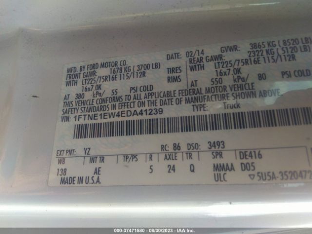 1FTNE1EW4EDA41239 Ford Econoline Cargo Van Commercial/recreational