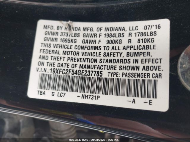 19XFC2F54GE237785 Honda Civic Sedan Lx