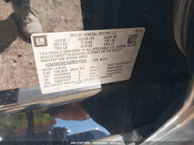 Chevrolet Tahoe Ltz 2016 1GNSKCKC3GR297595 Image 9