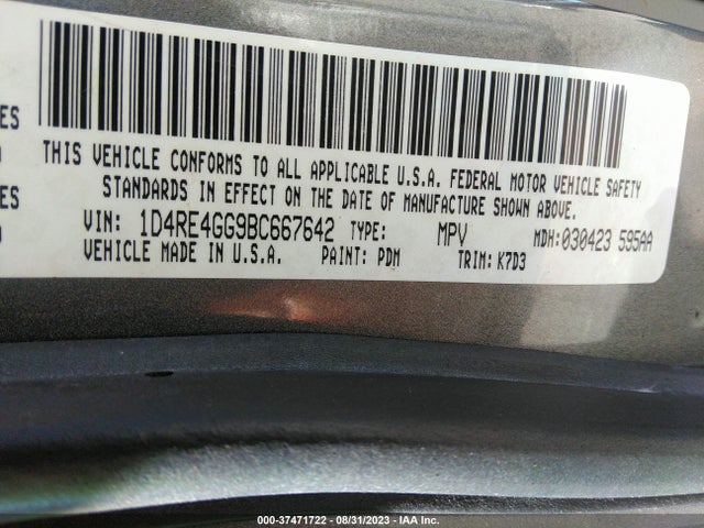 2011 DODGE DURANGO CREW VIN: 1D4RE4GG9BC667642