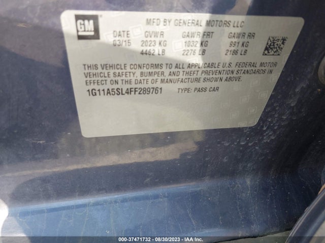 Chevrolet Malibu 1fl 2015 1G11A5SL4FF289761 Image 9